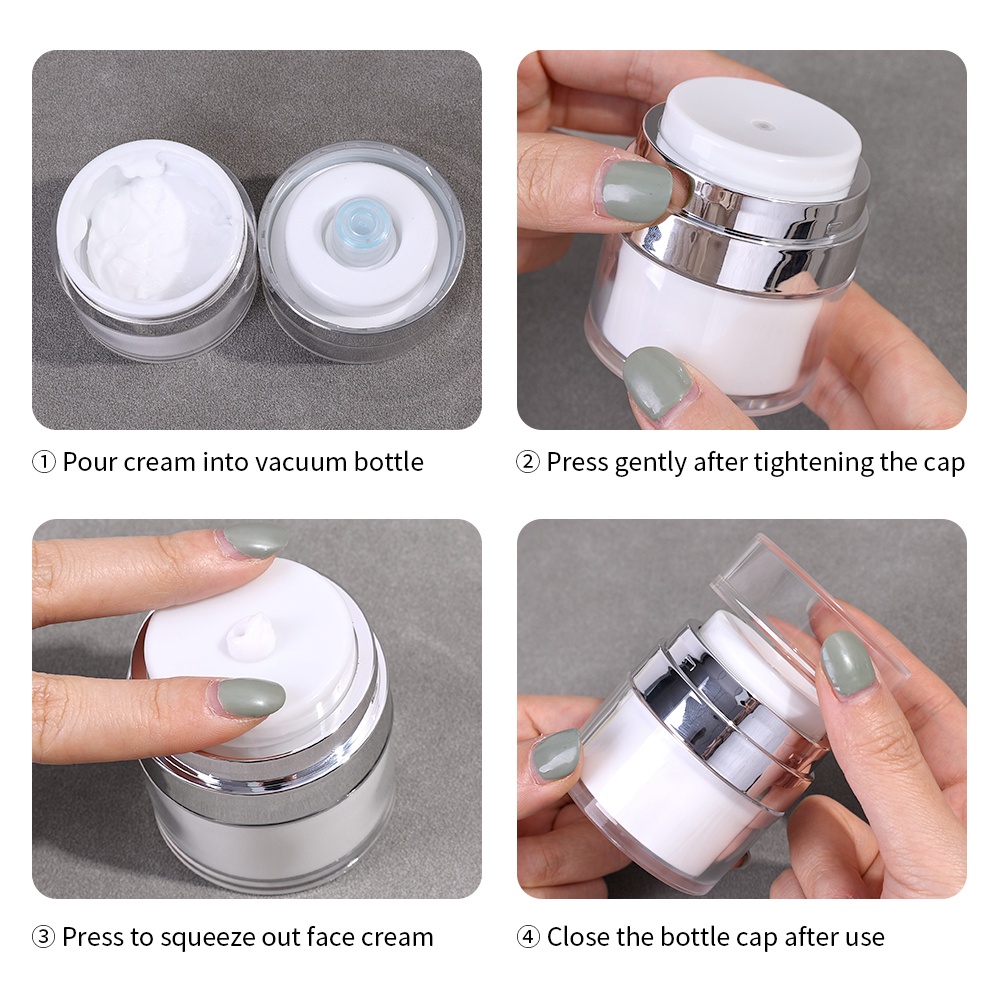 Empty Airless Pump Jar Refillable Creams Gels Lotion Dispenser/Travel Portable Wadah Krim Wajah Anti Bocor Botol Vakum