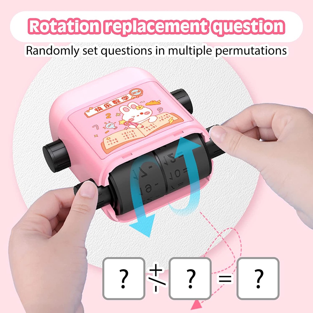 2in1 Math Roller Stamp Penambahan Pengurangan Perkalian Pembagian No-Repeat Math Practice Tool Number Rolling Seal Perlengkapan Siswa Sekolah Sd Mainan Edukasi Anak