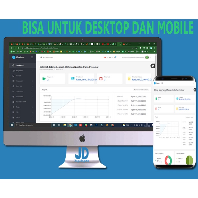 Aplikasi HRD HRIS Payroll dan Penggajian Absensi Cuti karyawan