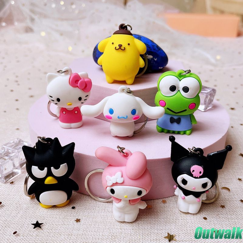 Liontin Rantai Kunci Kusanrio Kuromi Hello Kitty My Melody Kartun Portabel Boneka Perempuan Pasangan Gantungan Kunci Aksesori Ransel Hadiah Kecil Liontin