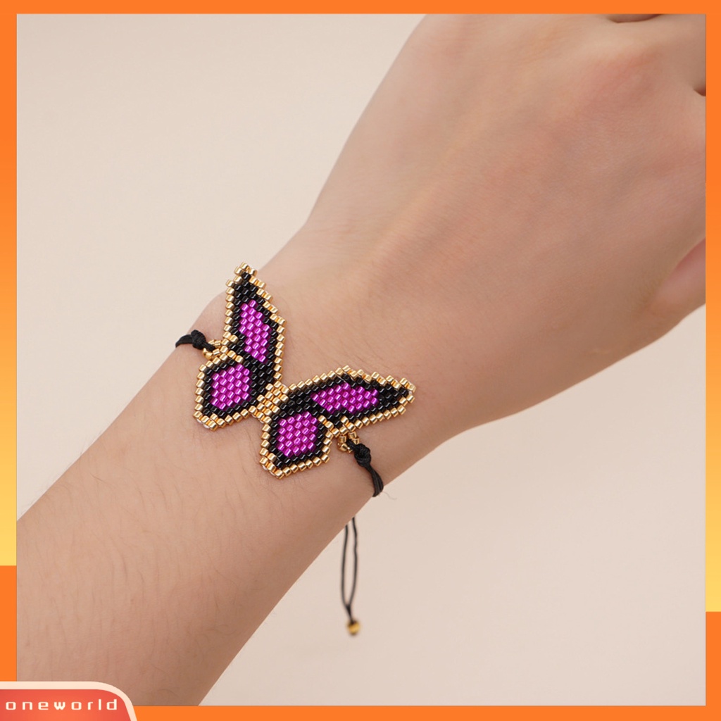 [EONE] Kupu-kupu Gelang Handmade Aesthetic Geometris Adjustable Indah Hias Pengerjaan Halus Bohemian Wanita Manik-Manik Gelang Perhiasan Aksesori