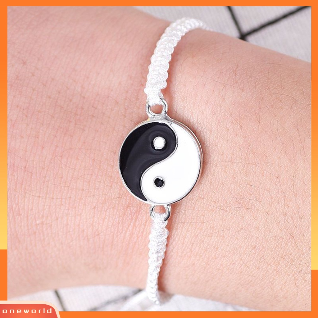 [EONE] Couple Gelang Handmade Braided Adjustable Bulat Beads Alloy Tai Chi Yin Yang Pria Wanita Tali String Fashion Perhiasan