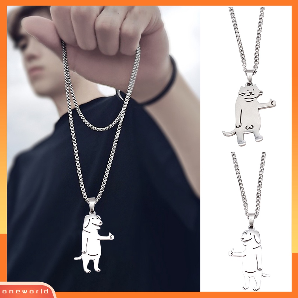 [EONE] Liontin Kalung Ultralight Alergi Gratis Lobster Clasp Desain Menarik Tahan Karat Kalung Hip Hop Hias Stainless Steel Dengan Liontin Anjing Kucing Hadiah Untuk Wanita