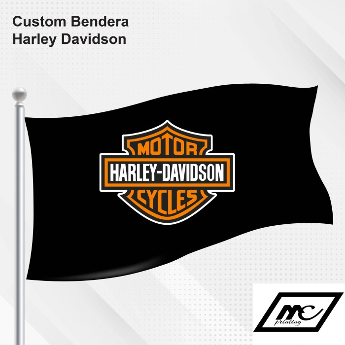 BENDERA HARLEY DAVIDSON CUSTOM BENDERA BESAR BENDERA BEBAS CUSTOM - WARNA, PELES 30X45