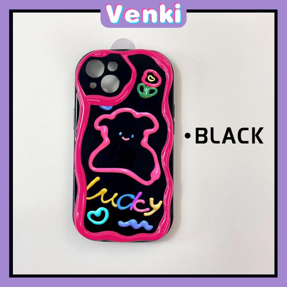 VENKI - For iPhone 11 iPhone Case 3D Curved Edge Wave Glossy Black TPU Airbag Shockproof Camera Cover Purple Bear Compatible with iPhone 14 13 Pro max 12 Pro Max xr xs max 7 8Plus