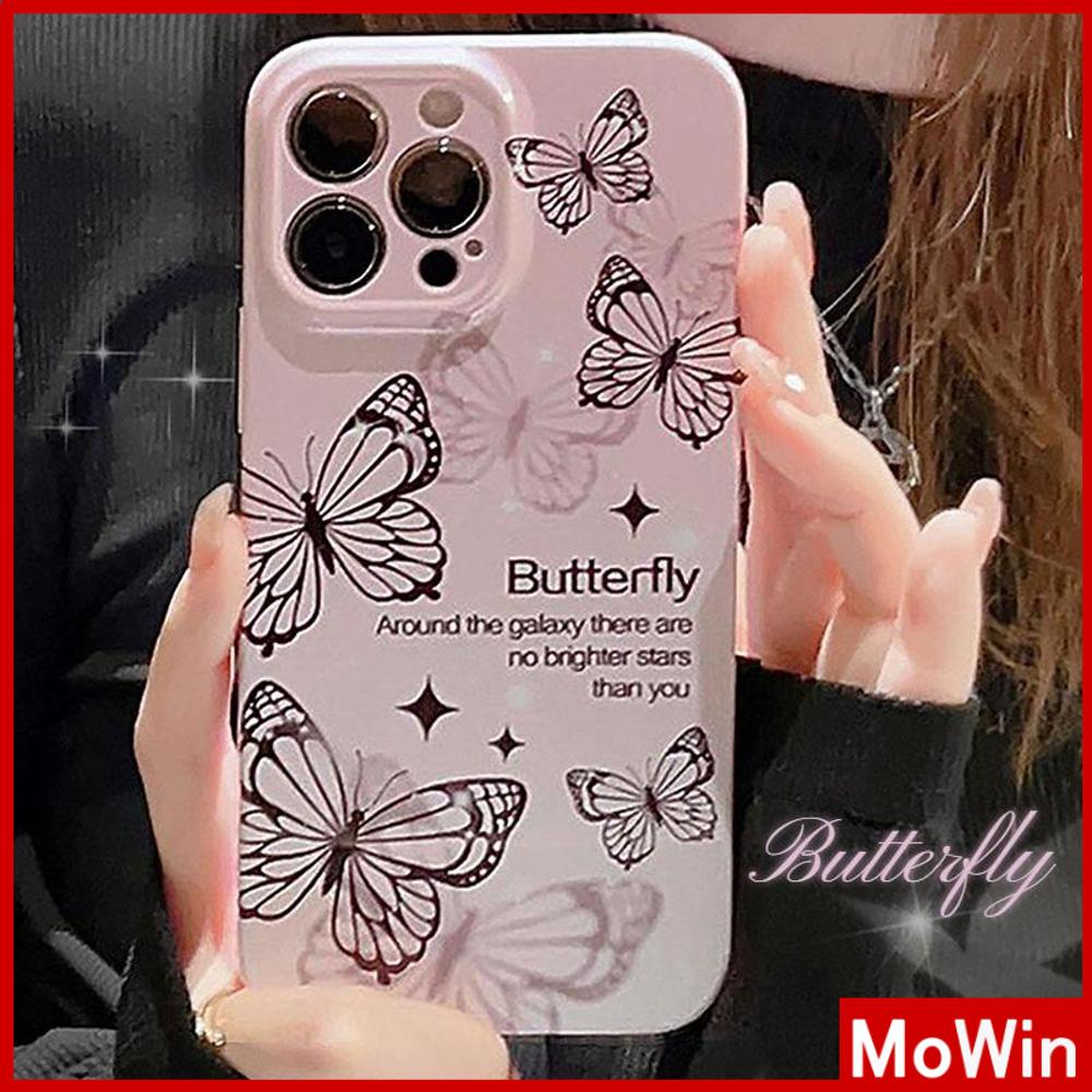 For iPhone 14 Pro Max iPhone Case Cream Glossy Soft Case TPU Shockproof Camera Cover Protection Purple Butterfly Compatible with iPhone 13 Pro max 12 Pro Max 11 xr xs max 7Plus