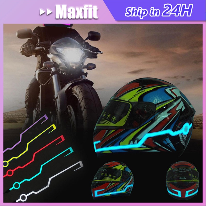 2Pcs Stiker Lampu Led Strip Helm Motor Safety Waterproof Warning Malam Helmet Lampu Led Sein Strip