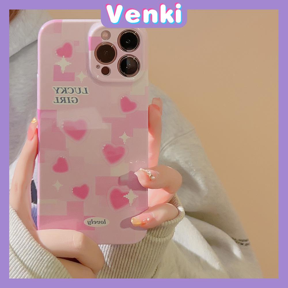 VENKI - For iPhone 11 iPhone Case Cream Glossy Soft Case TPU Shockproof Camera Cover Protection Pink love Compatible with iPhone 14 13 Pro max 12 Pro Max xr xs max 7Plus 8Plus