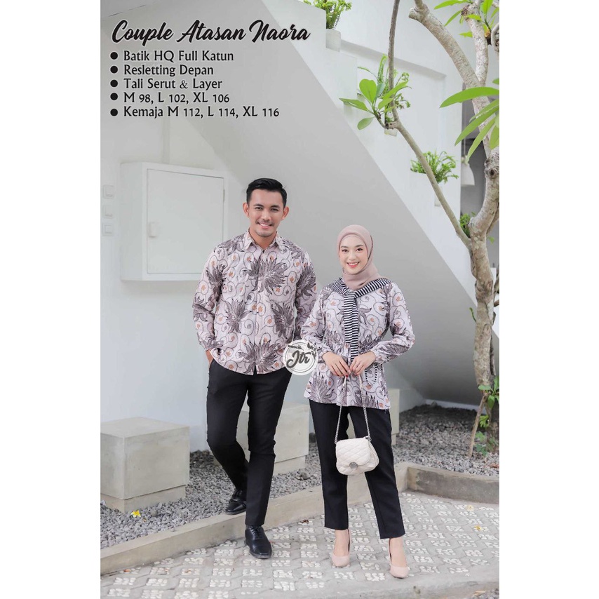 Batik sET cOUPLE Motif DAun Kobis Kemeja Batik Pria unsur warna Putih Batik murah batik Seragam Kant