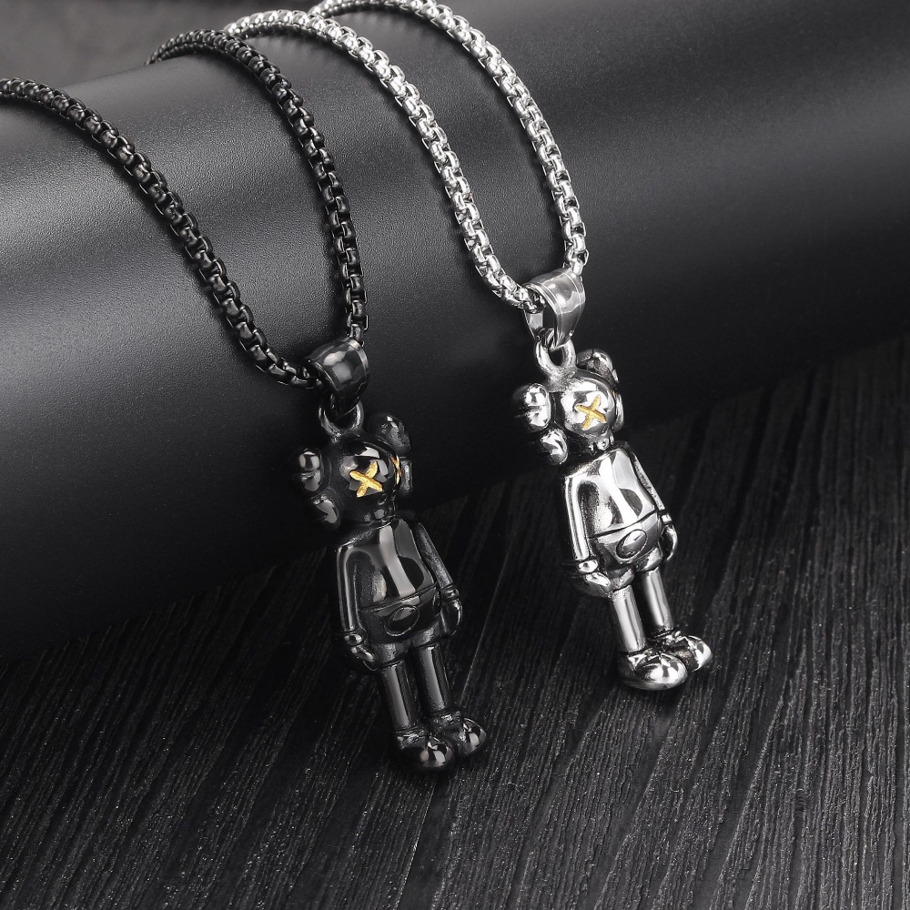 [Kalung X C] Kalung Liontin Boneka Sesame Street Bahan Titanium Steel.