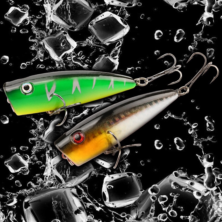 Umpan Pancing 7cm 8g Popper Umpan Engkol Topwater Pensil Bass Trout Umpan Pancing Dengan Kait Air Asin Air Tawar Trout Walleye Blueback Salmon Lele