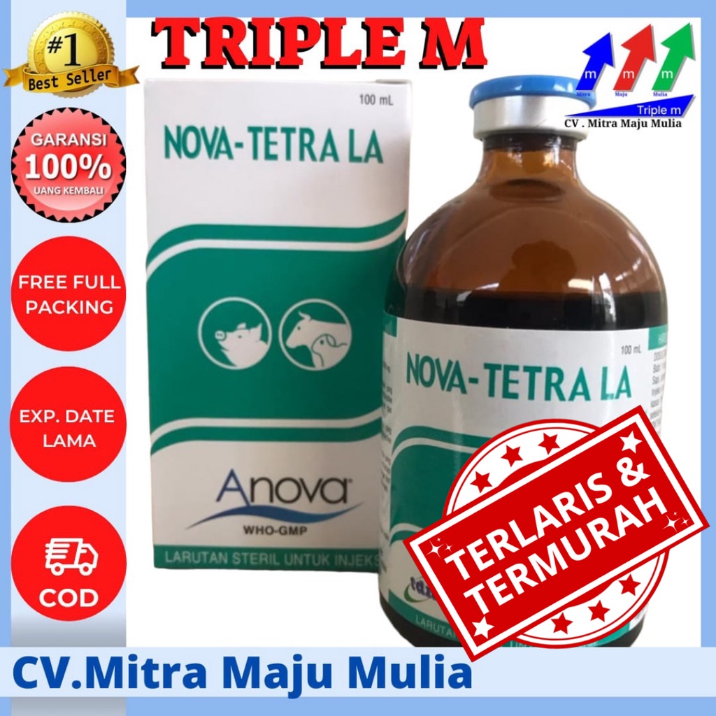 NOVA TETRA LA 100 ml - (Oxytetra20% ) Mengatasi Masalah Pernafasan, dan Pencernan pada Hewan Ternak &amp; Kesayangan