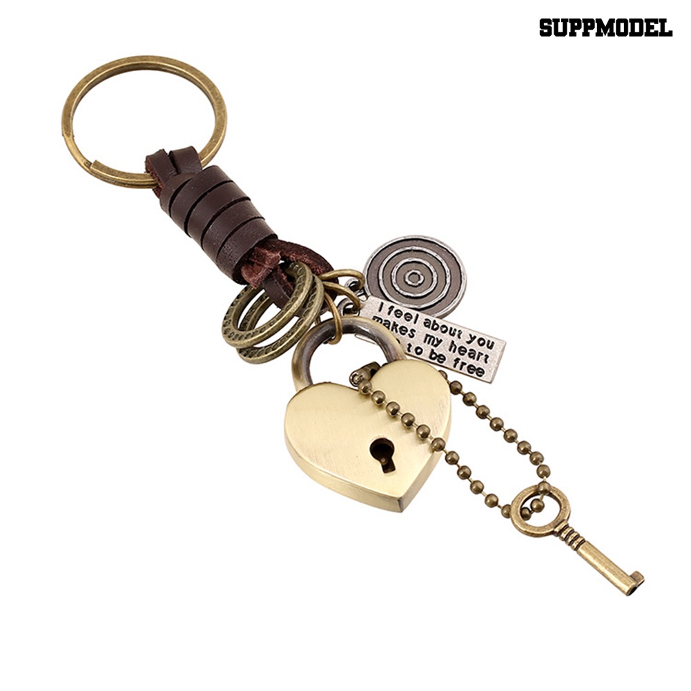 [SM Auto] Pria Punk Gantungan Kunci Sepeda Robot Rusa Liontin Kulit Sapi Retro Key Ring Tas Charm