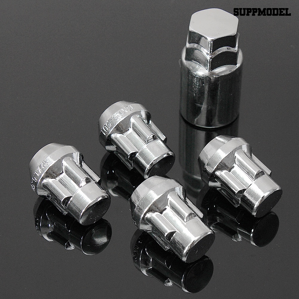 [SM Otomatis] 4Pcs 12x1.5mm 60derajat Tapered Alloy Wheel Lock Baut Mur Anti Maling Dengan Kunci