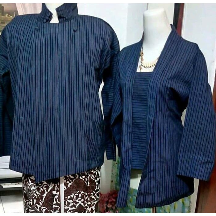 Lurik BAJU COUPLE LURIK ADAT JAWA SURJAN PERANAKAN BAJU SURJAN LURIK BIRU KEBAYA LURIK ADAT JAWA BAJ