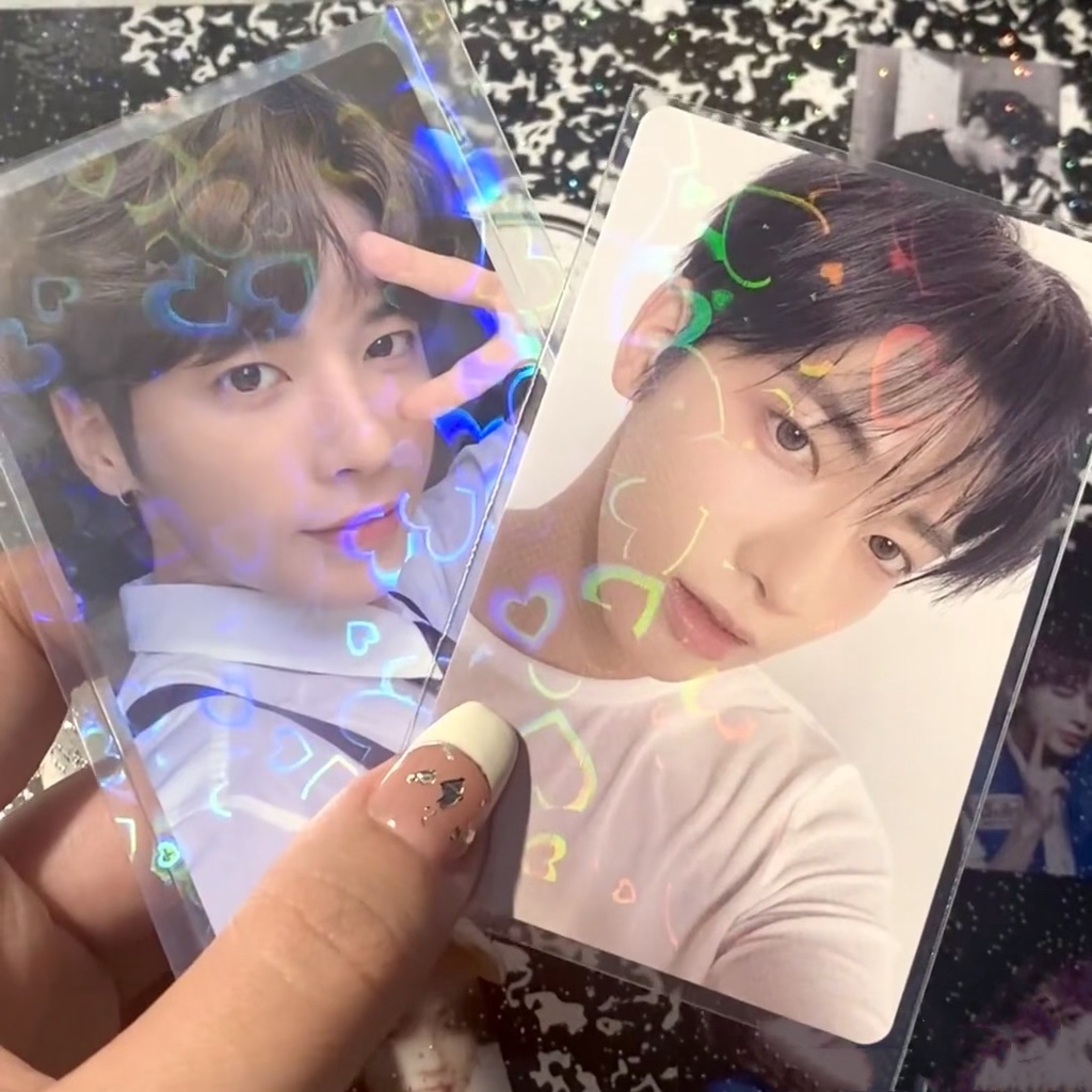 50pcs Heart Laser Lomo Card Holder Clear Card Film Lengan Kartu Kedip Untuk Pelindung Photocard Idola