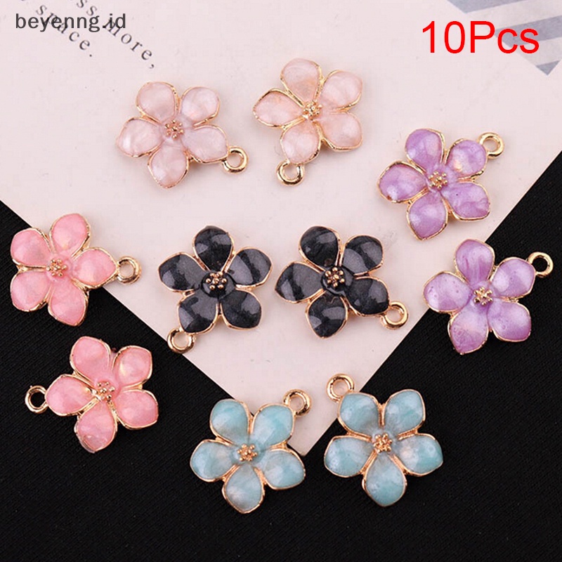 Beyen 10Pcs/Set Enamel Alloy Bunga Ch Liontin Temuan Perhiasan DIY Craft Making ID