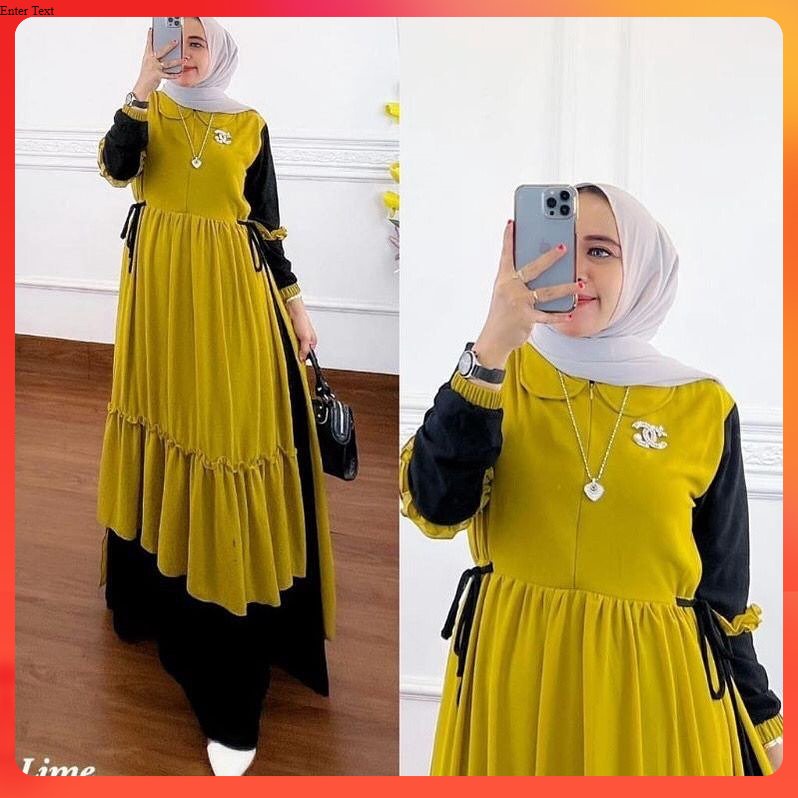 PRIANKA DRESS GAMIS MUSLIM PREMIUM CERUTTY FULL LAYER LAPIS PURING LD 110 FIT TO XL ( FREE BROS ) ⭐️
