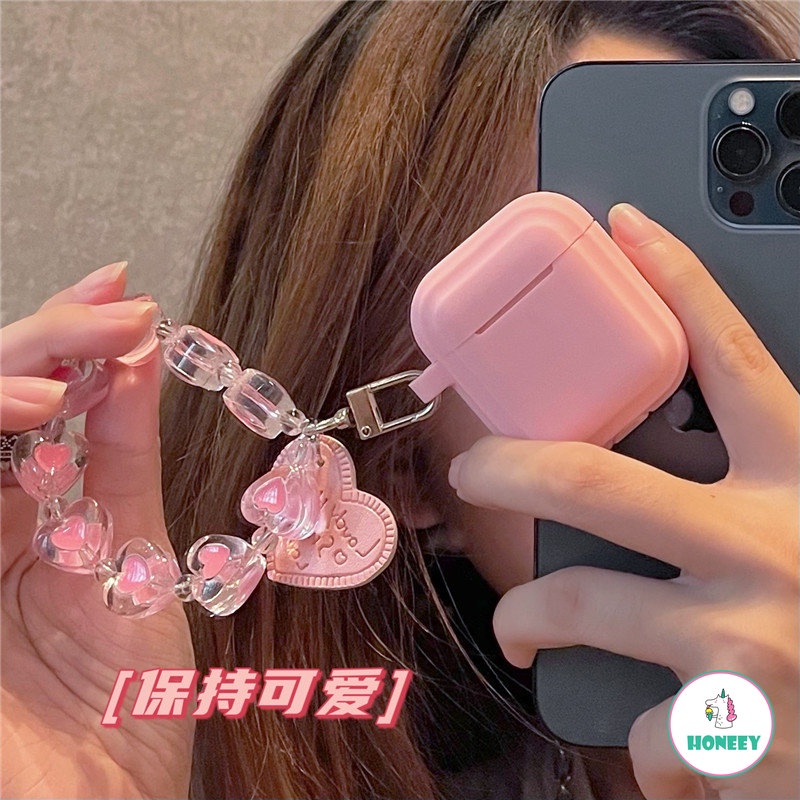 Untuk AirPods Pro Case AirPods 2rantai Korea Lucu Liontin Keyring Headphone Case Air Pods Pro3Sarung Earphone Silikon