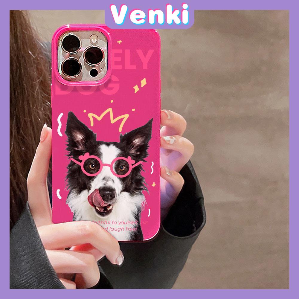 VENKI - For iPhone 11 iPhone Case Red Glossy TPU Soft Case Shockproof Protection Camera Cute Glasses Good Dog Compatible with iPhone 14 13 Pro max 12 Pro Max xr xs max 7Plus 8Plus