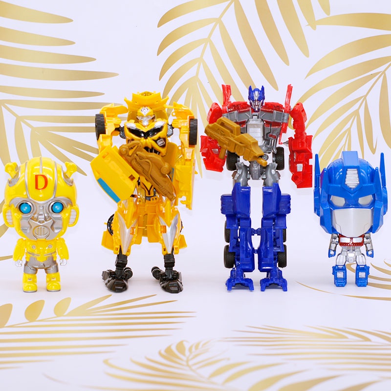 Transformer Classic Optimus Prime Bumble Bee Action Figure Mainan Transformasi Robot Mobil Mainan Topper Kue