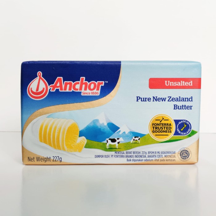 

Anchor Pats New Zealand Butter Unsalted / Mentega Tawar 227 Gr