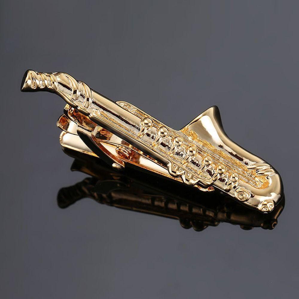 Lily Tie Clip Perhiasan Formal Dasi Clasp Tie Pin Bar Clasp Aksesoris Dasi Saxophone Tie Clip