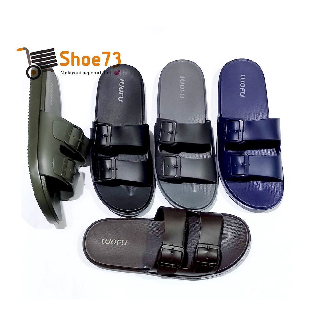 LUOFU E 6208 - 5CG2 SIZE 40-44 ORIGINAL l Sandal Selop jelly ban 2  pria l Sendal kokop cowok impor