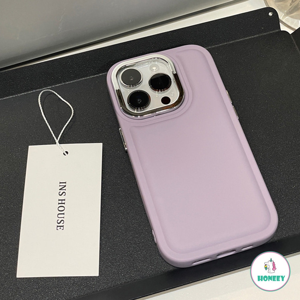 IPHONE Warna Solid Bantalan Udara Shockproof Phone Case Untuk Iphone13 12pro 11 14 Pro Max Permen Lembut Silikon Penutup Pelindung Kamera