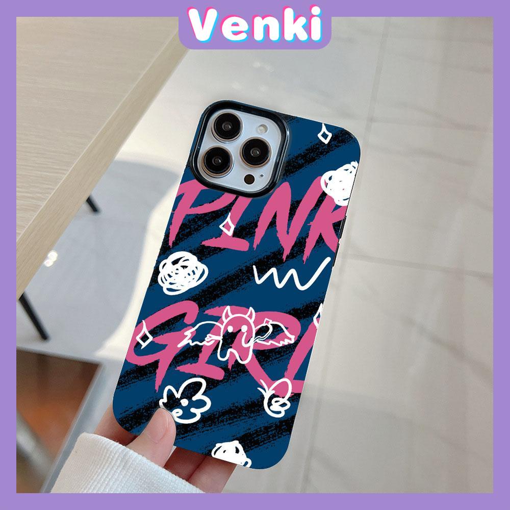 VENKI - For iPhone 11 Phone Case Black Glossy TPU Soft Case Shockproof Protection Camera Graffiti Simple English Compatible with iPhone 14 13 Pro max 12 Pro Max xr xs max 7 8 Plus