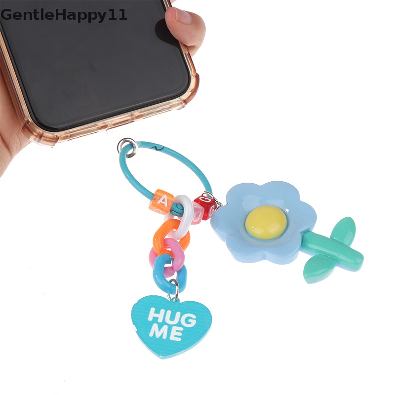 Gentlehappy 1Pc Rantai Ponsel Kreatif Berguna Lucu Resin Bunga Liontin Kunci Rantai id