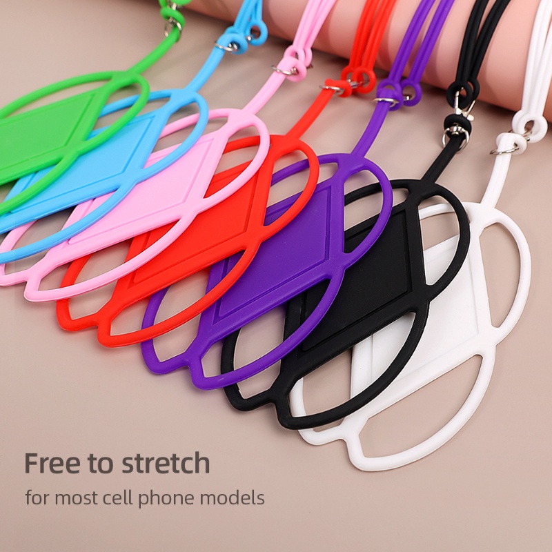 Tali Gantung Ponsel Silikon Universal Stretchable/Lanyard Smartphone Portabel Dilepas/Telepon Aksesoris Tali Leher Anti Hilang