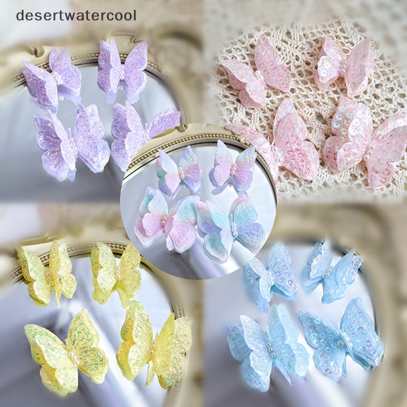 Deid 4Pcs Butterfly Cake Topper DIY Dekorasi Rumah Simulasi Kupu-Kupu Berongga Martijn