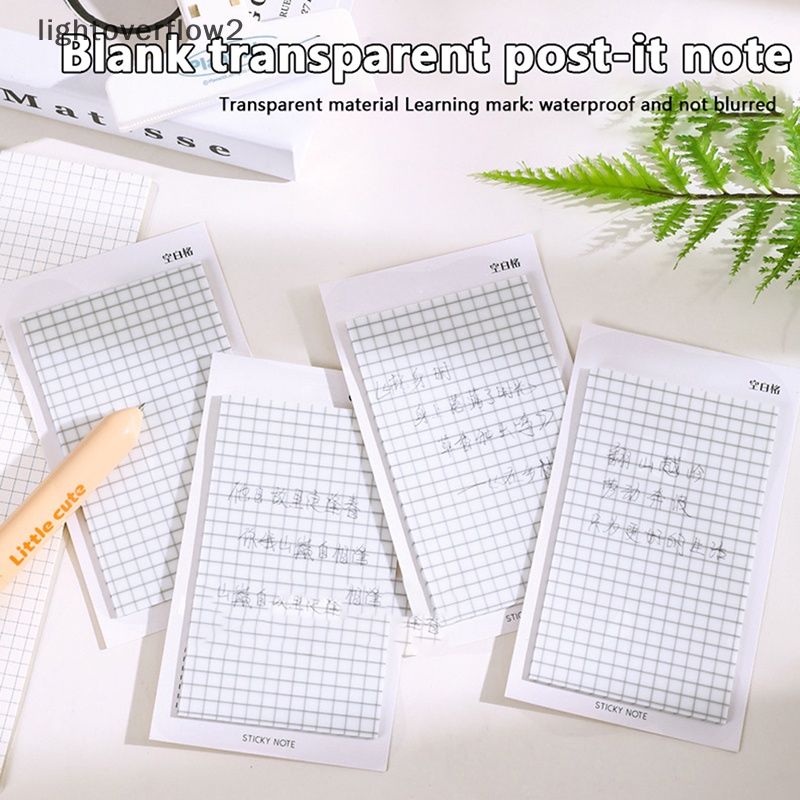 [lightoverflow2] Kreatif Garis Horizontal Grid Transparan Sticky Note Tahan Air Penanda Siswa Grid Scratchpad Memo Pad Sticky Stationery [ID]