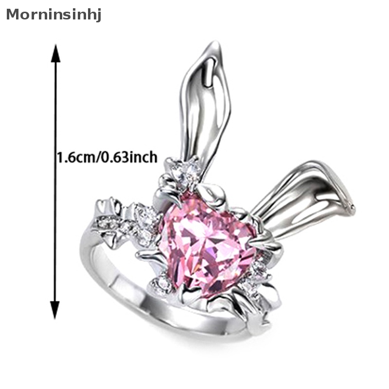 Mornin Baru Indah Telinga Kelinci Cincin Dapat Disesuaikan Bunny Zirkon Perhiasan Pembukaan Cincin Untuk Gadis Pasangan Wanita Valene Hadiah Hari id