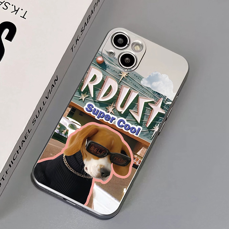 IPHONE Casing Ponsel Electroplate Lembut Kompatibel Untuk Iphone14 13 11 12 Pro Max XS XR X8+76S Plus Casing Mini Pasangan Lucu Kucing Anjing TPU Silikon Shockproof Cover