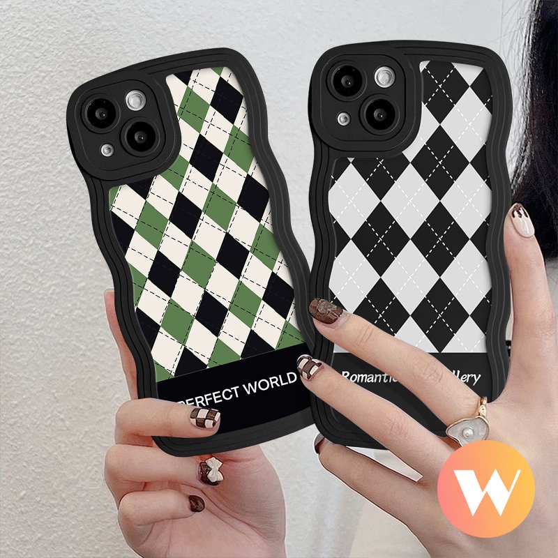 Casing Kisi Berlian Motif Kotak-Kotak Untuk Redmi Note11 10s 9s 8 11s 10 9 Pro Redmi 9A 10C 9a1 12C A1+9C 10A 9T 10mi 11T Pro POCO X3 NFC Pro M3 Wavy Edge Soft Cover