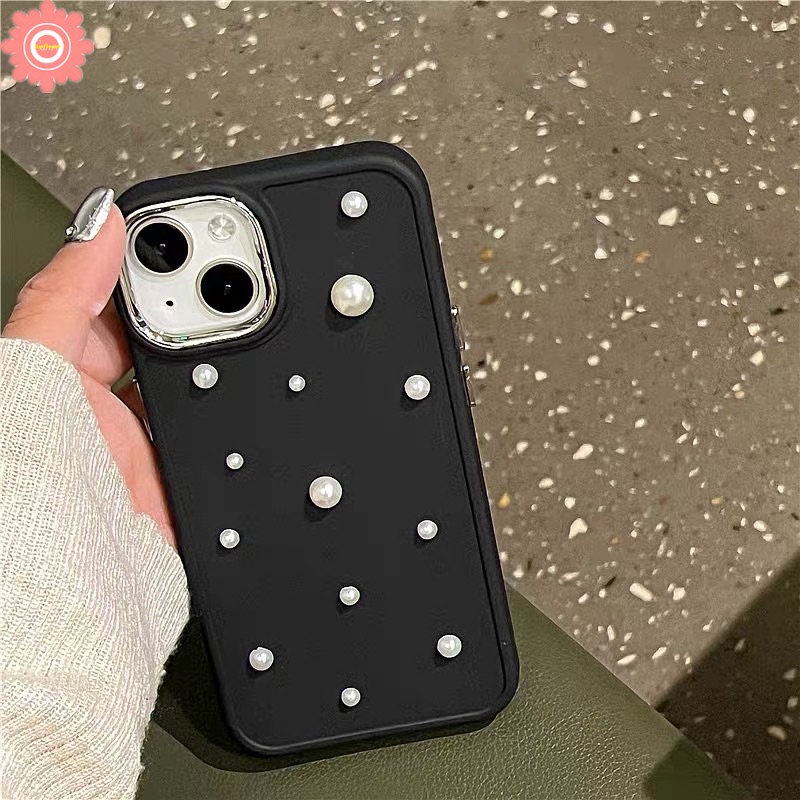 IPHONE Casing Electroplate Mewah Kompatibel Untuk Iphone11 13 14 12 Pro MAX 7plus 8plus 14 7 8 Plus XR X XS MAX 3D Mutiara Romantis Langit Berbintang Plating Tahan Guncangan Casing Belakang TPU Lembut