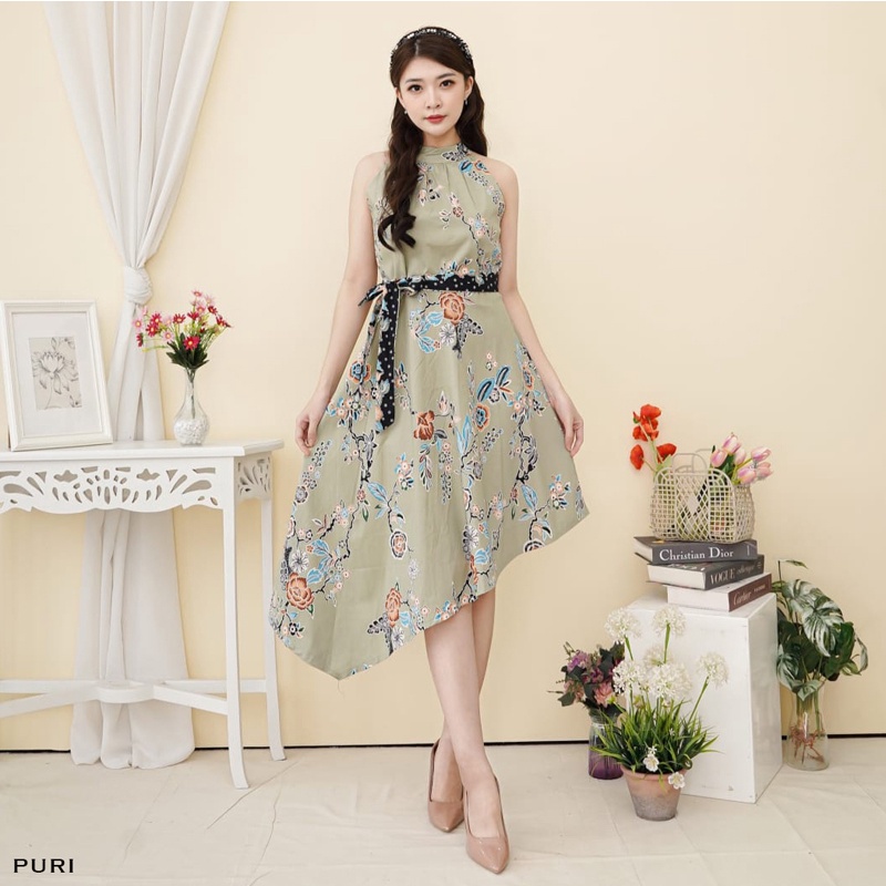 Evercloth Puri Dress Batik Modern Wanita Gaun Terusan Jumbo