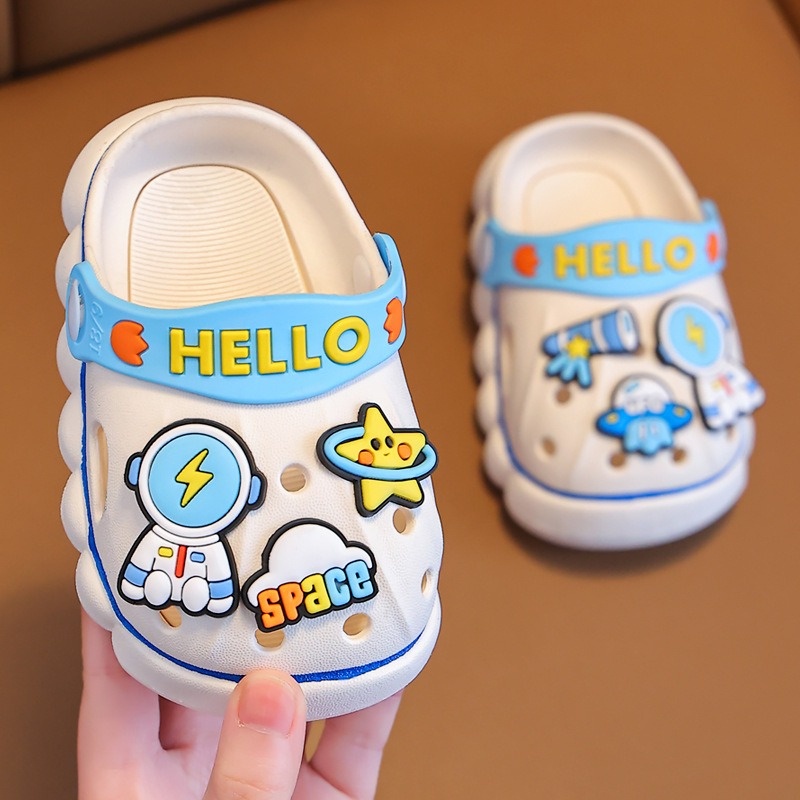 Minipetite SH2315 Sendal bapao hello astronot slip on anak laki laki dan perempuan sandal bahan karet empuk dan anti slip size 18-30 untuk usia 1 - 6 tahun