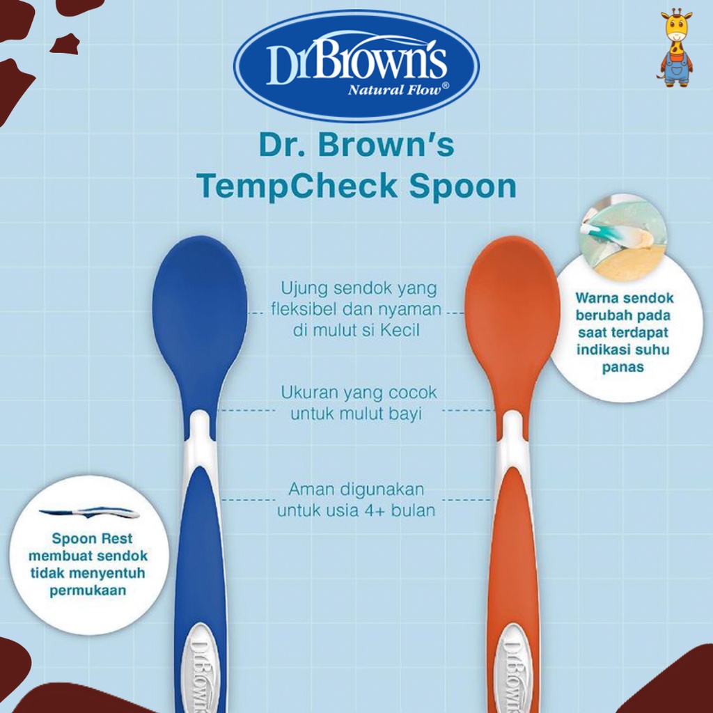 Dr. Brown's TempCheck Spoons, 4-Pack (TF024) / Sendok Makan Bayi / Peralatan Makan MPASI