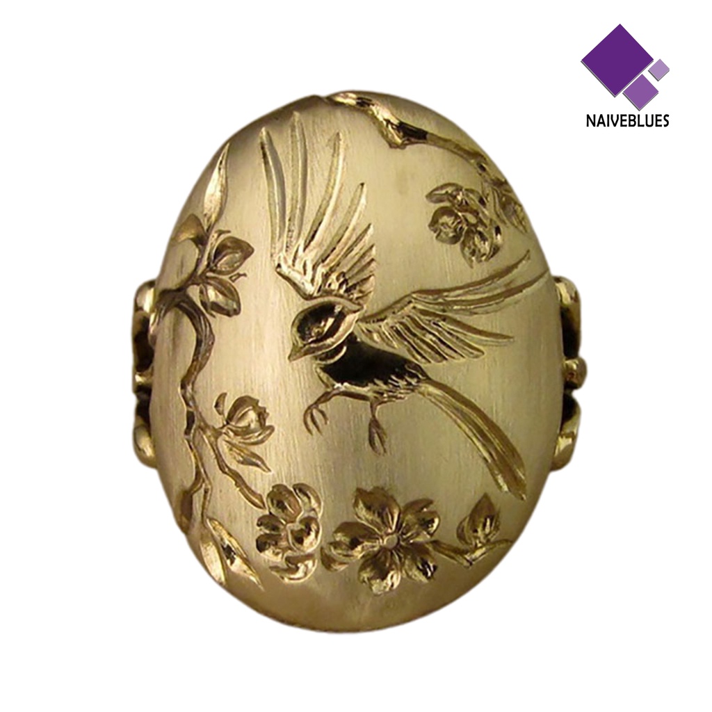 < Naiveblues > Cincin Wanita Vintage Indah Elegan Pertunangan Burung Dan Bunga Untuk Valentine