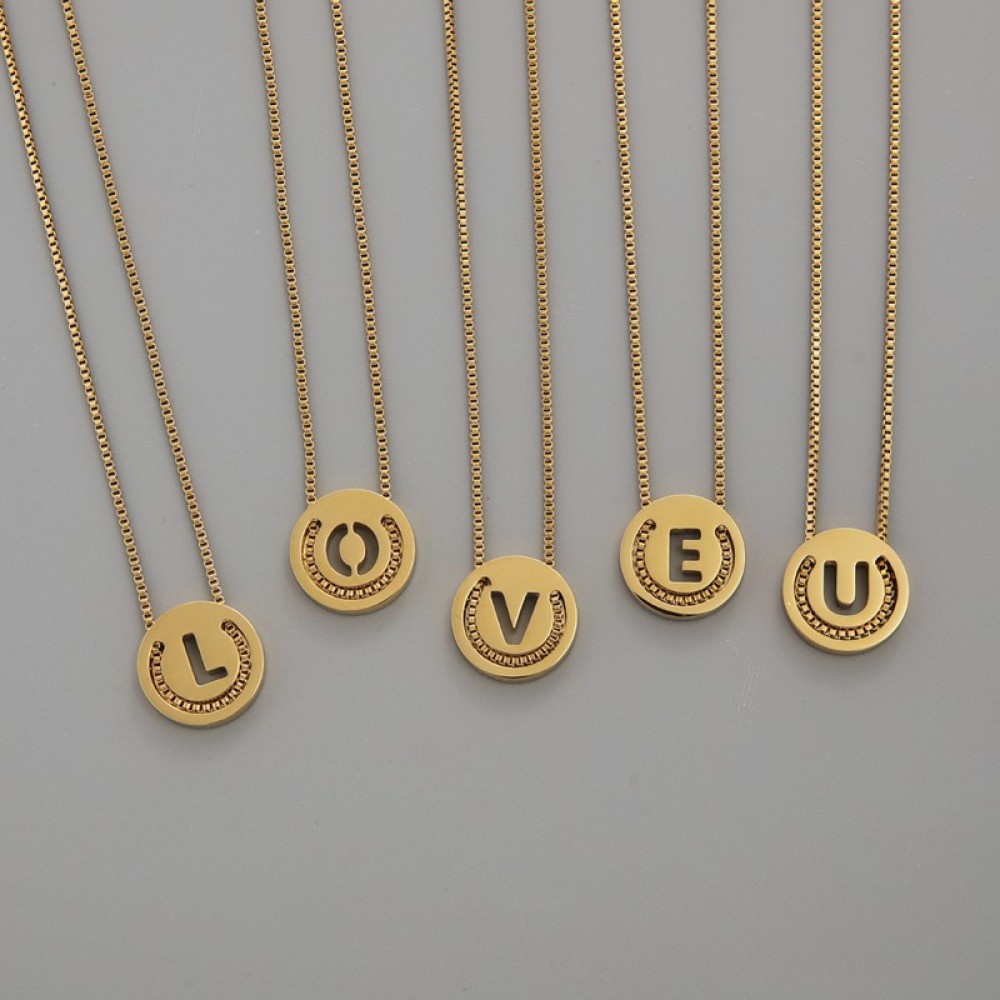 Kalung Liontin Huruf Alfabet Anti Karat Lapis Emas Inisial Choker Wanita Perhiasan Aksesoris
