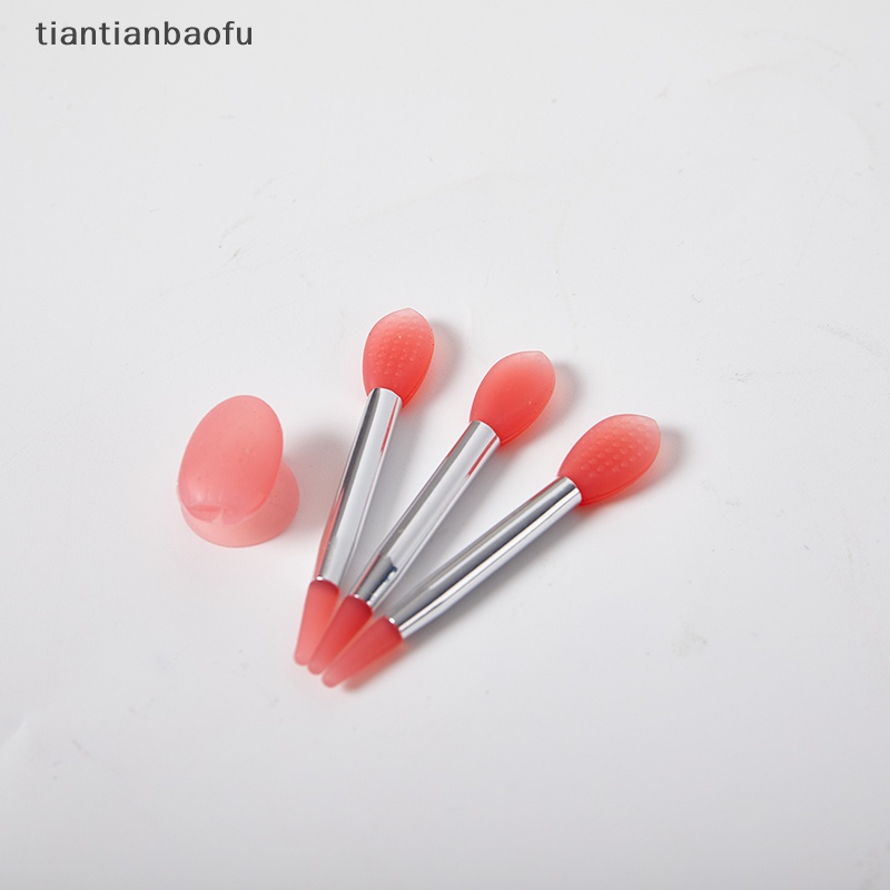 [tiantianbaofu] 3pcs Silikon Lip Balms Lip Mask Brush Dengan Sucker Penutup Debu Makeup Brushes Butik