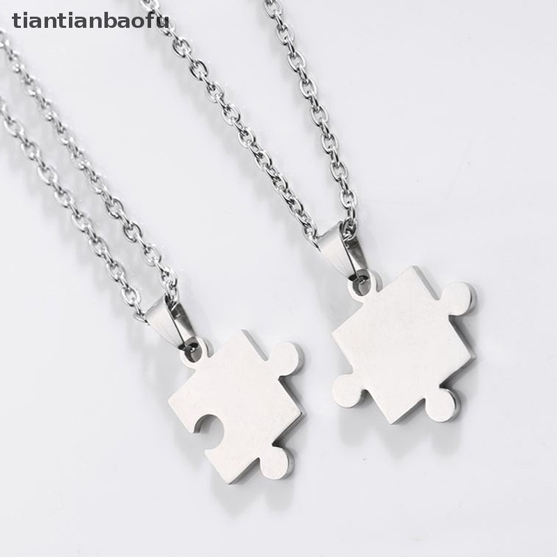 [tiantianbaofu] 1pasang Kalung Liontin Puzzle Pasangan Kekasih Untuk Wanita Pria Butik Baru