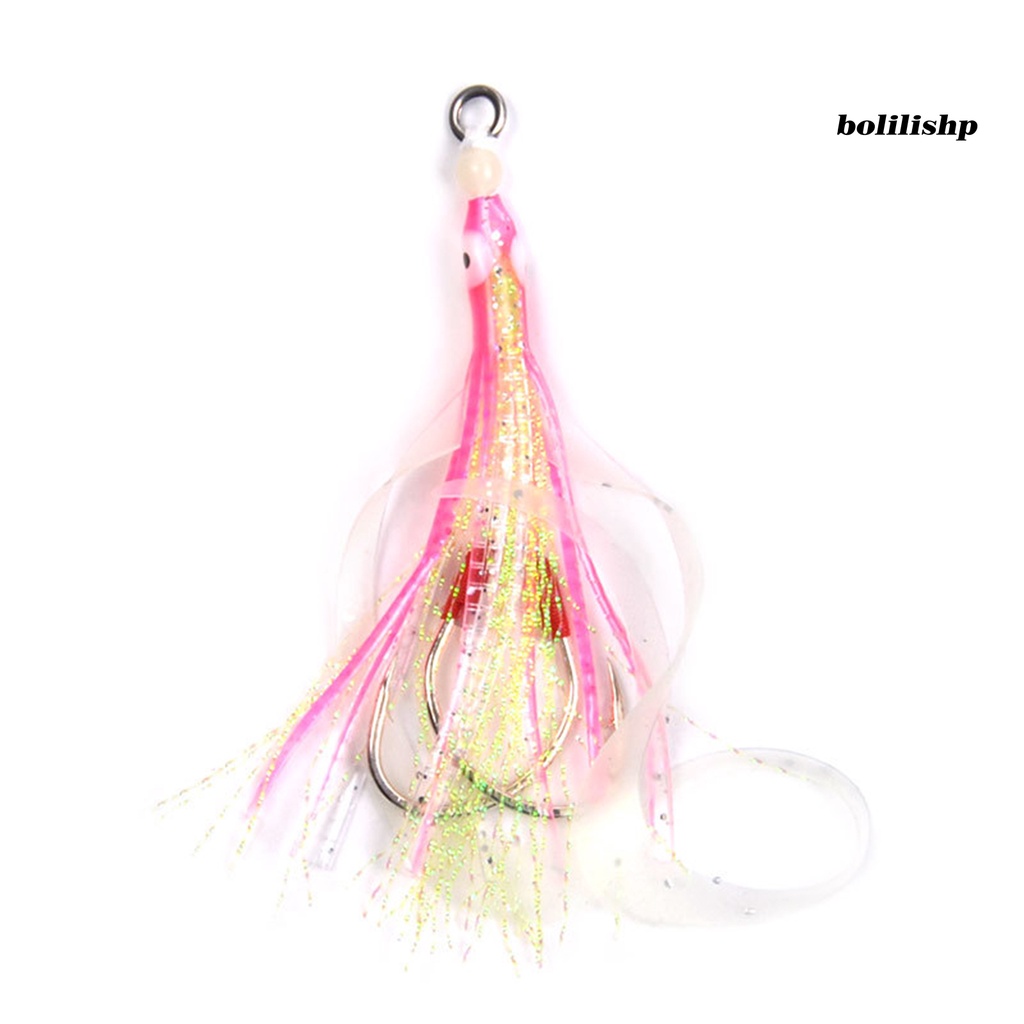 Bo-2pcs Umpan Lembut Palsu Silikon Squid Rok Simulasi Luminous Squid Bait Slow Jigging Assist Fishing Hook Untuk Memancing Di Laut