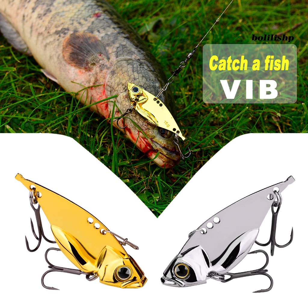 Bo-1pc/5pcs Bass Memancing Umpan Simulasi 3D Fisheye Tajam Kait Ganda Wobbler Mencegah Lolos Warna Emas/Perak Wastafel VIB Umpan Umpan Logam Umpan Keras Perlengkapan Memancing
