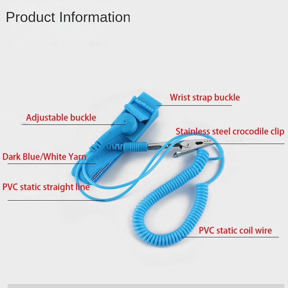 TOP Klip Wireless Warna Biru Antistatis Untuk Reparasi Elektronik ESD Strap Pergelangan Tangan