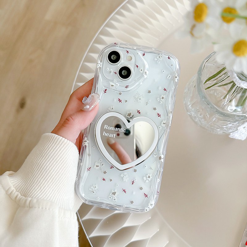 Popsocket Pretty Floral Cherry Clear Wave Soft Case HP iP iPhone X XS XR 11 12 13 14 Pro Max Woman Girl FTD Casing Apple