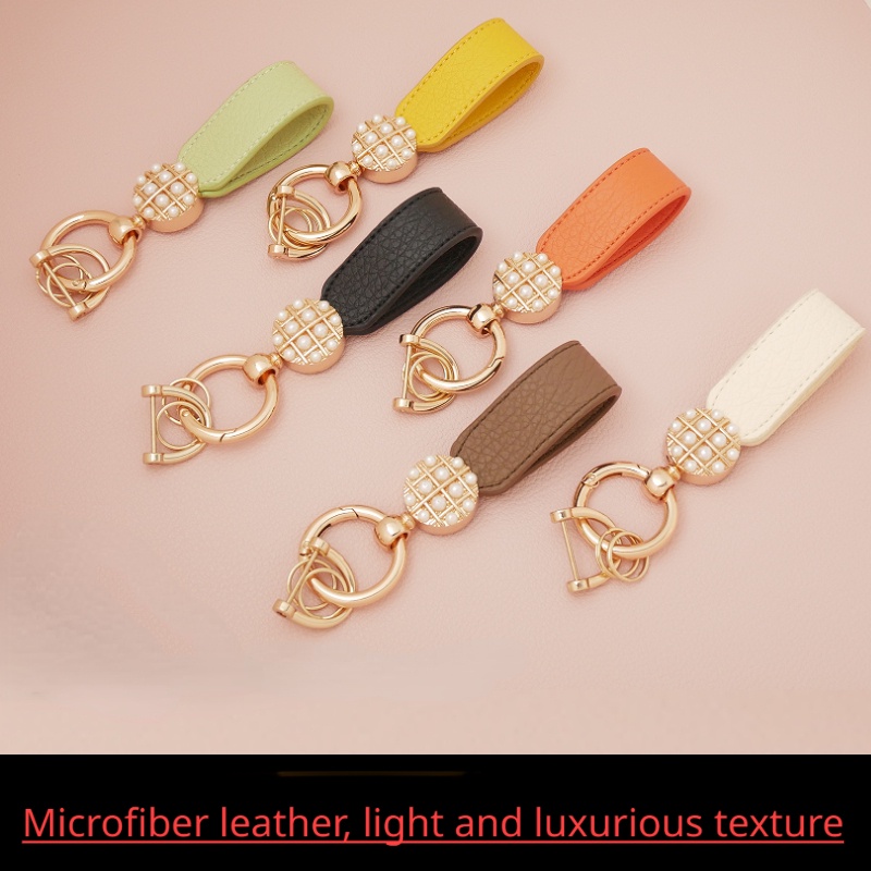 Fashion Kelas Atas microfiber Ultra-fine Fiber Leather Car Keychain, Gantungan Kunci Mobil Unisex